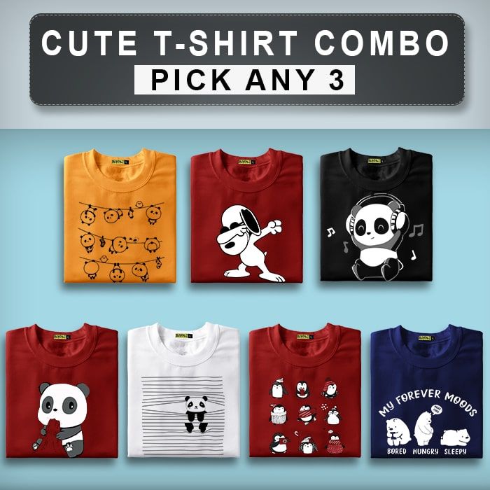 Cute Printed Plus Size Combo T-Shirts 