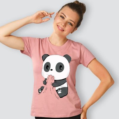 Fashion T-Shirt Women Girl Summer Panda Printed T-shirt Casual Tops Tee Shirt