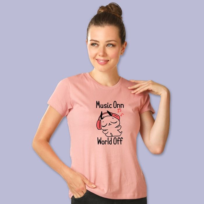 Music On World Off T shirt for Women 