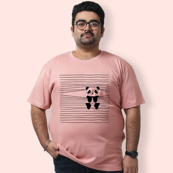Peeping Panda Mens Plus Size T shirt 