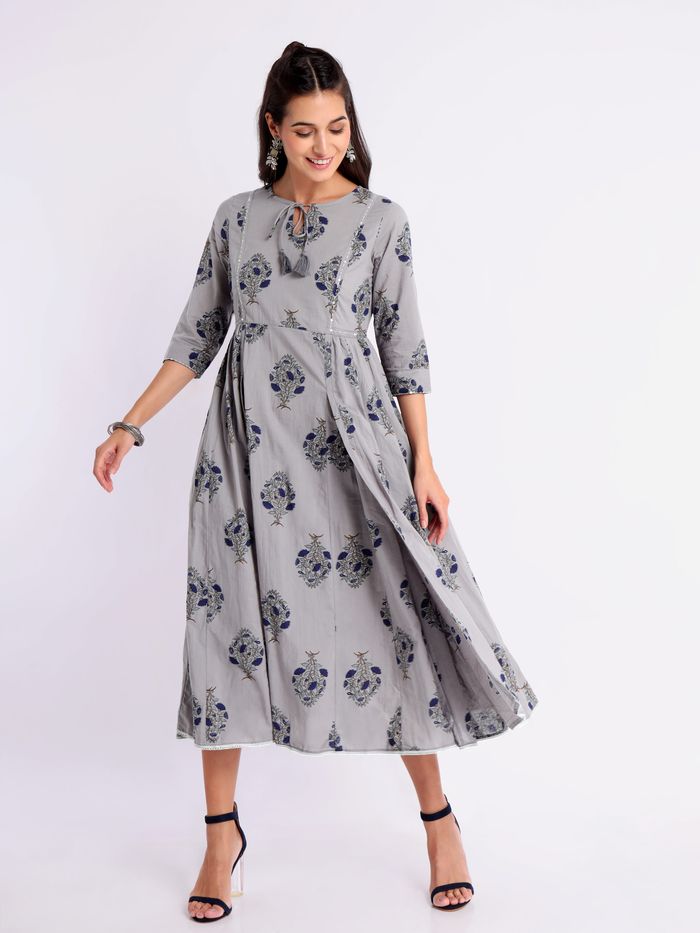 Buy Block Printed Long Flair Kurti Online in India Beyoung
