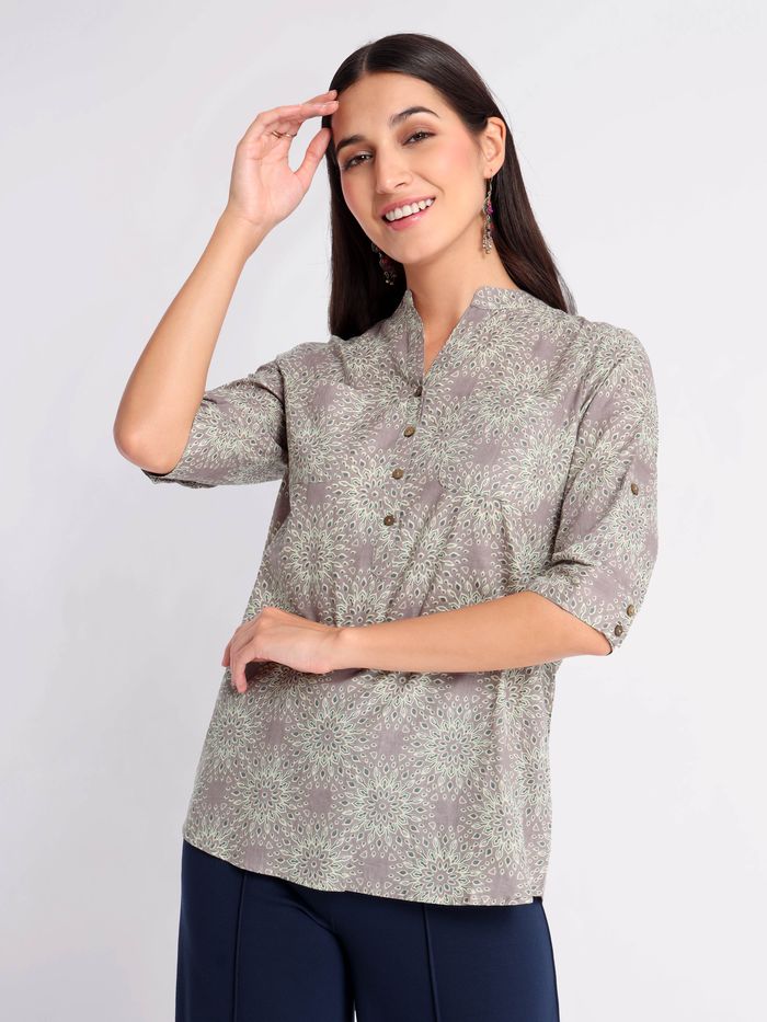 Fabindia Kurtas  Buy Fabindia Green Vneck Hand Woven Cotton Short Kurta  Online  Nykaa Fashion