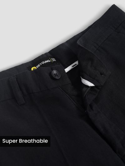Black Textured Summer Pants Black Textured Summer Pants