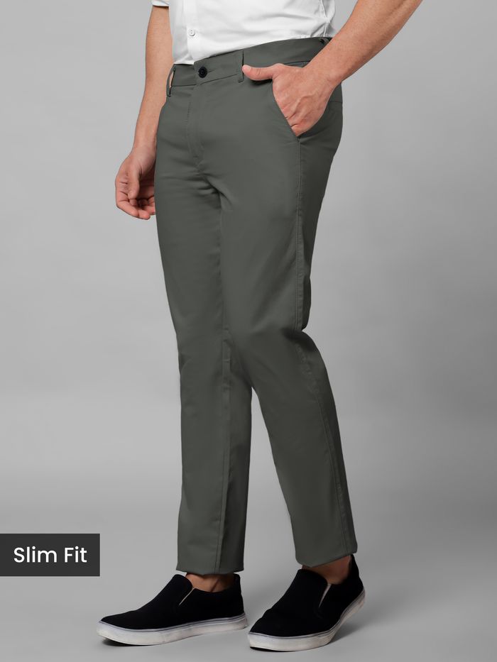 Grey slim-fit chinos for men