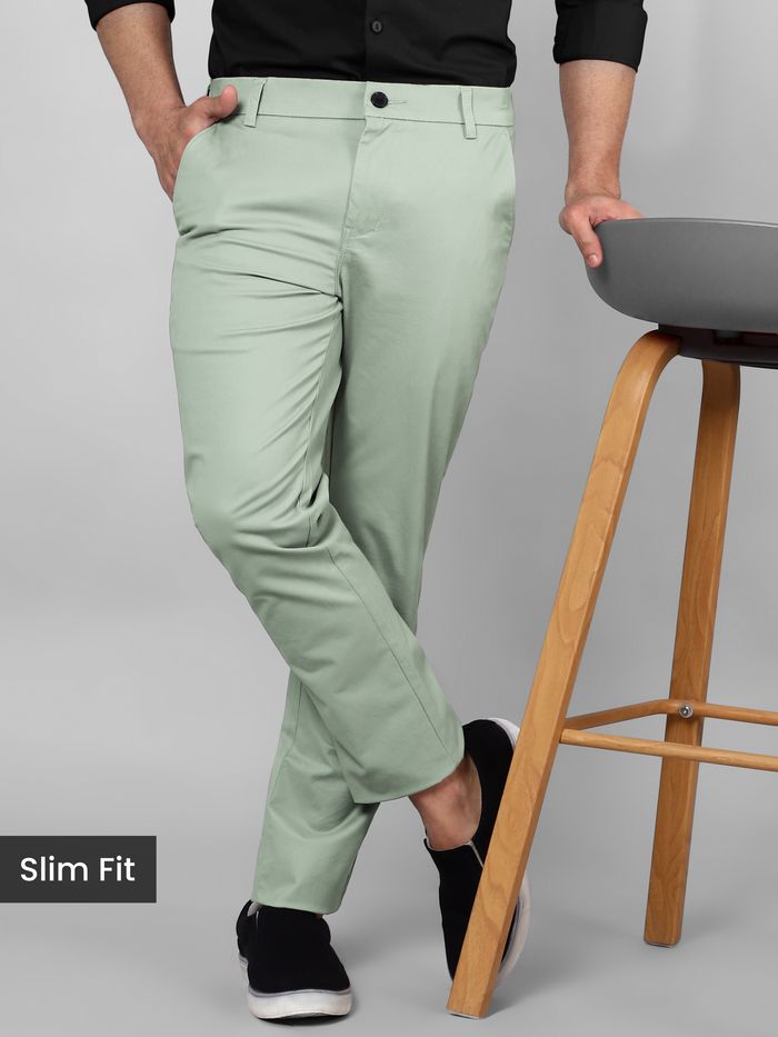 Light Green Slim-fit Chinos for men