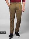 Brown slim-fit chinos for men