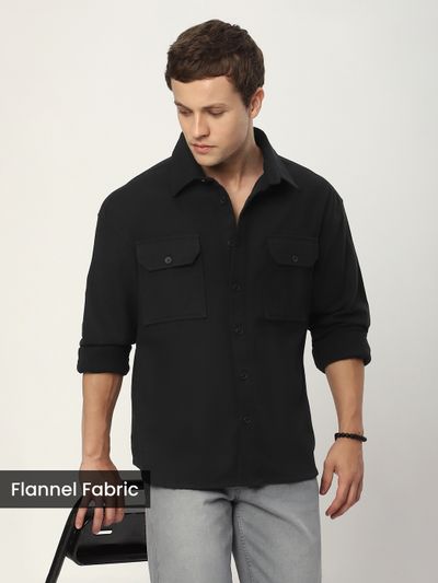 Black Recycled Flannel Shirt