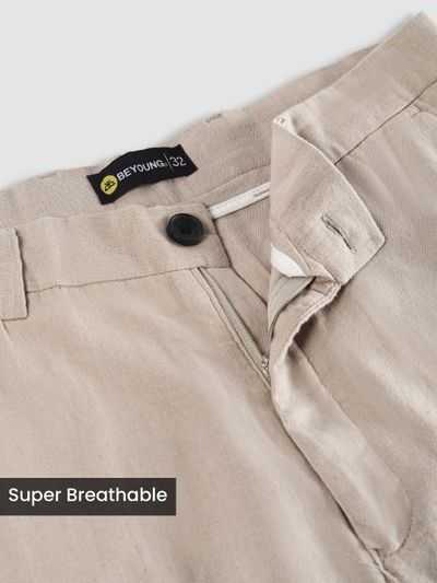 Beige Textured Summer Pants Beige Textured Summer Pants