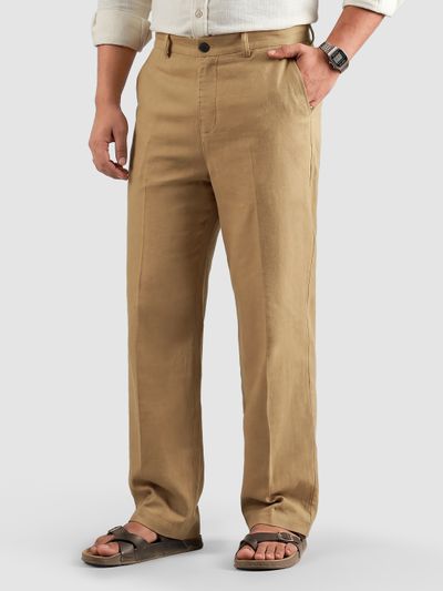 Khaki Textured Summer Pants