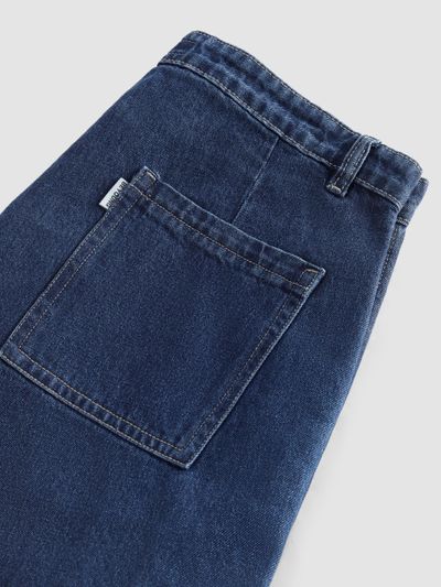 Dark Blue Rugged Hem Denim Jorts for Women