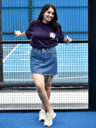 Dark Violet Blooming Puff Printed Oversized T-Shirt for Women