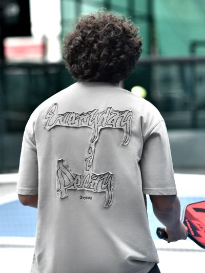 Grey Back Patch Acid Wash Oversized Tshirt