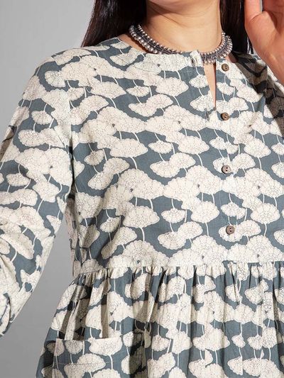 Bold Floral Flared Kurti