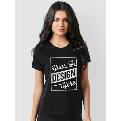 Black Customized T-shirts for Women Customized T-Shirts Online India,