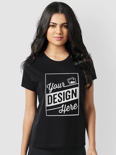 Black Customized T shirts for Women Online with Best Printing Quality BeYOUng
