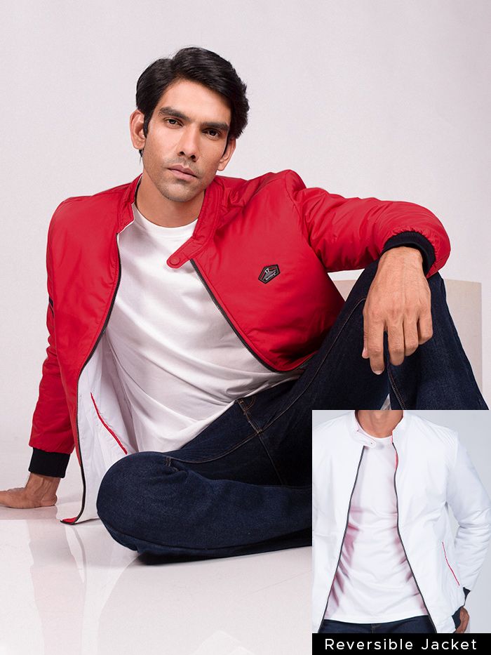 Buy Red Reversible Bomber Jacket for Men Online in India -Beyoung