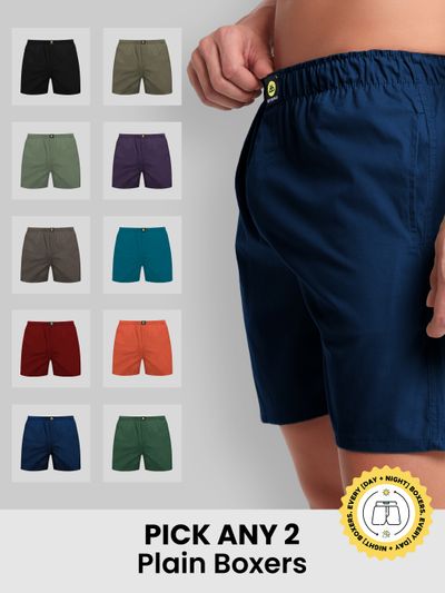 Pick Any 2- Plain Mens Boxers Combo cotton boxer shorts,
