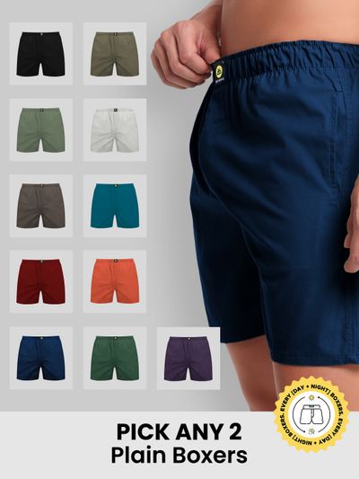 Pick Any 2- Plain Mens Boxers Combo cotton boxer shorts,