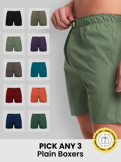 Pick Any 3- Plain Mens Boxers Combo mens boxer shorts,