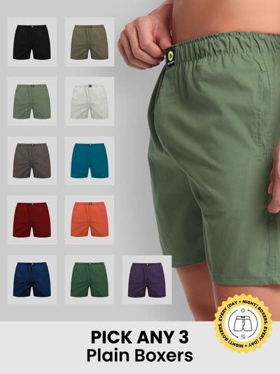 Pick Any 3- Plain Mens Boxers Combo mens boxer shorts,