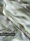 Green And Blue Stripe Mandarin Collar Shirt
