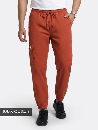 buy brown cargo joggers for men with adjustable waistbands and multiple pockets for versatile wear, 