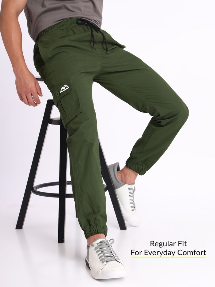Buy Men Olive Solid Casual Jogger Pants Online - 621887 | Louis Philippe