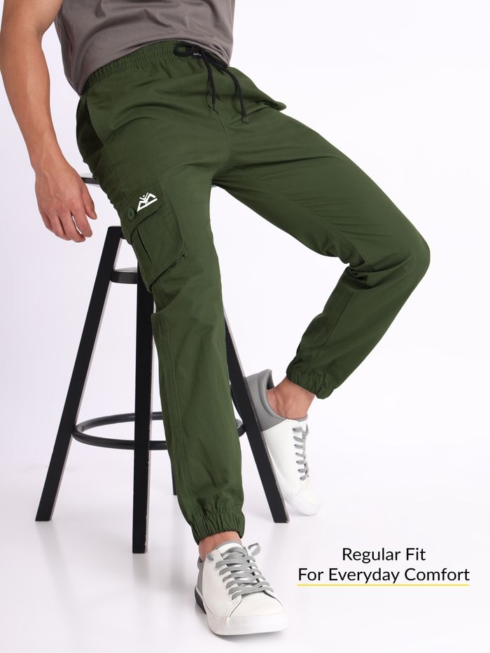 Buy Army Green Cargo Men Jogger Pants Online in India -Beyoung