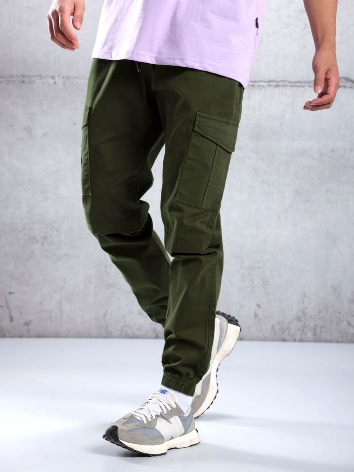 Jeans & Trousers | Bershka Olive Green Cargo pants | Freeup