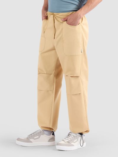 Beige Double Pleated Cargos Beige Elasticated Cargo