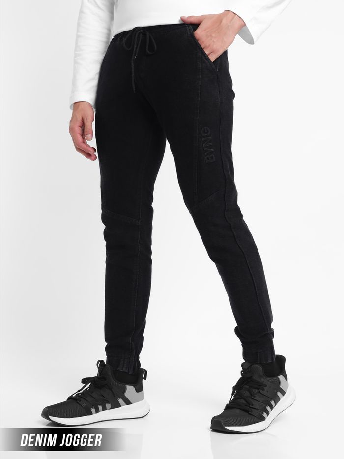Buy Black Denim Joggers Online in India Beyoung