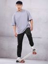 Black Utility Cargo Jogger Pants for Men