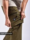 Brown Slant Zipper Pocket Cargo Pants