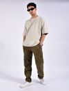 Brown Slant Zipper Pocket Cargo Pants