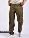 Brown Slant Zipper Pocket Cargo Pants