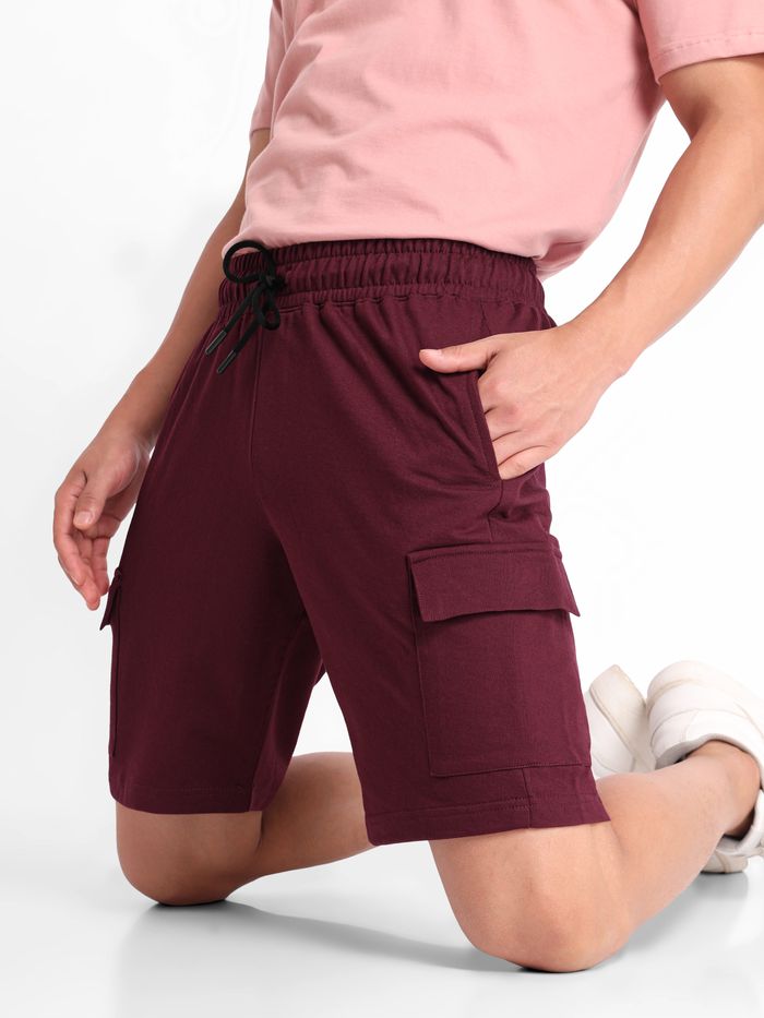 Mens burgundy cargo shorts discount