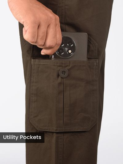 Coffee Brown Cotton Cargo Joggers Coffee Brown Cotton Cargo Joggers