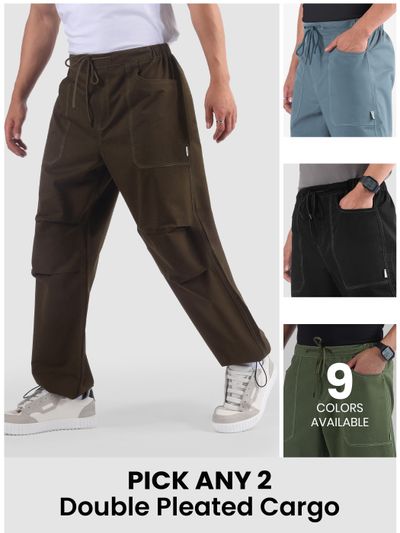 Pick Any 2 - Double Pleated Cargo Joggers Combo Pick Any 2 - Elasticated Cargo Combo