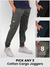 buy any 3 cotton cargo joggers for men in 9 colors with multiple pockets perfect for street style, 