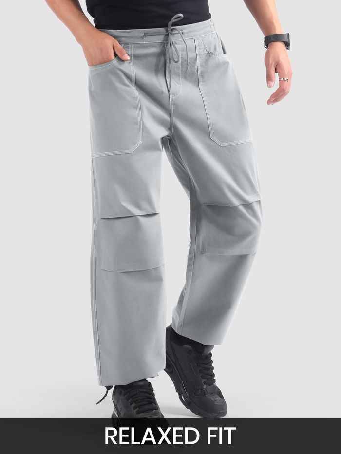 Smoke Grey Double Pleated Cargos
