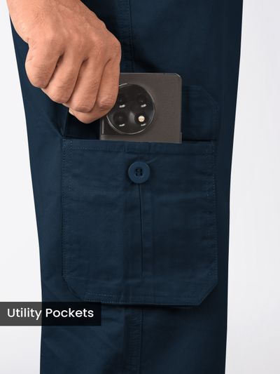 Dark Blue Cotton Cargo Joggers Dark Blue Cotton Cargo Joggers