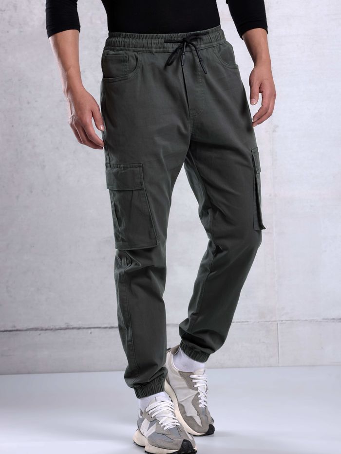 Dark Grey Utility Cargo Jogger Pants for Men