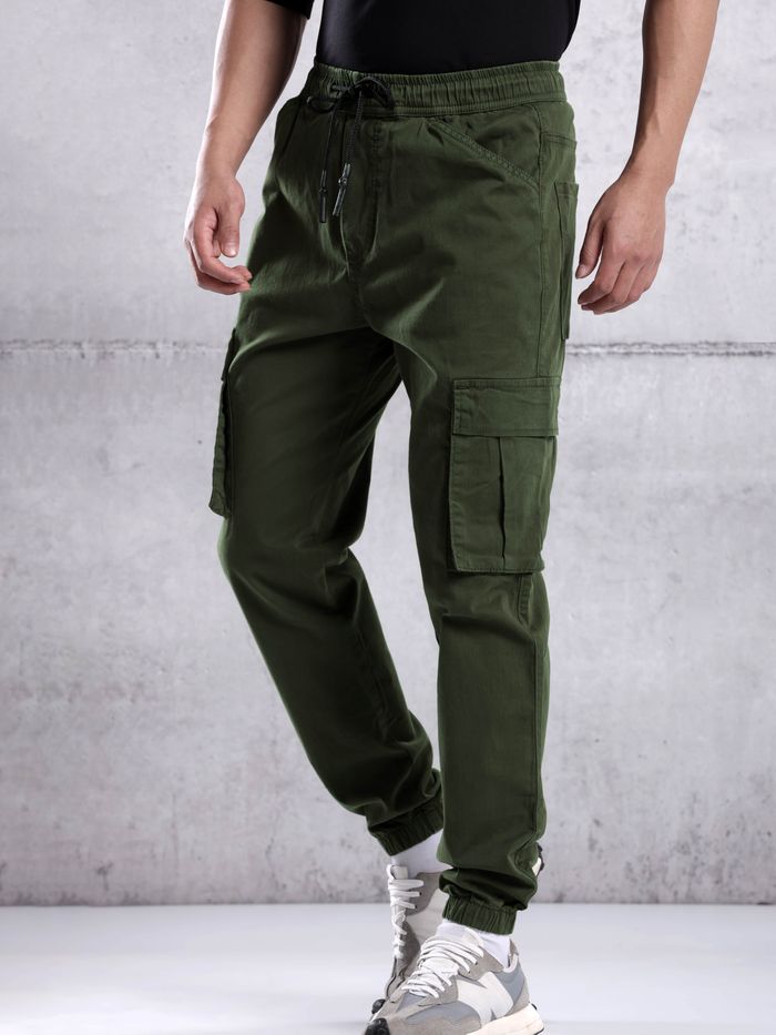 Olive green cargo joggers mens on sale