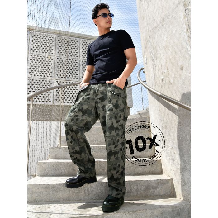 9090 King Logo Buggy Pants Gray Camo L King Logo Buggy Denim