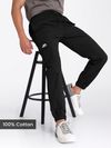 black joggers for men with elastic waistband and multiple pockets for everyday wear, 