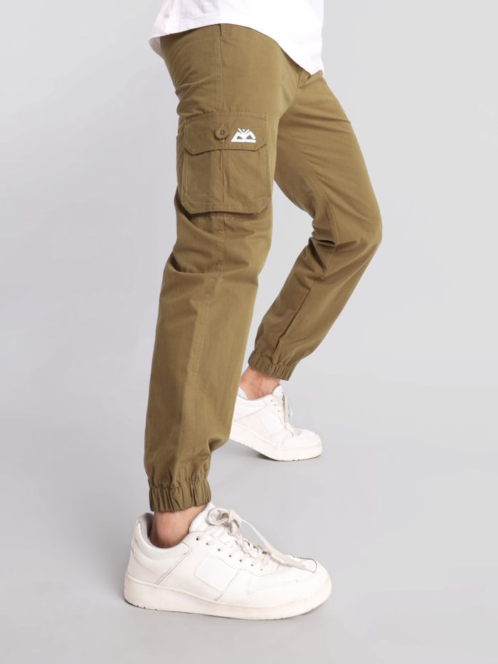 Khaki Color Elastic Cuff Pants