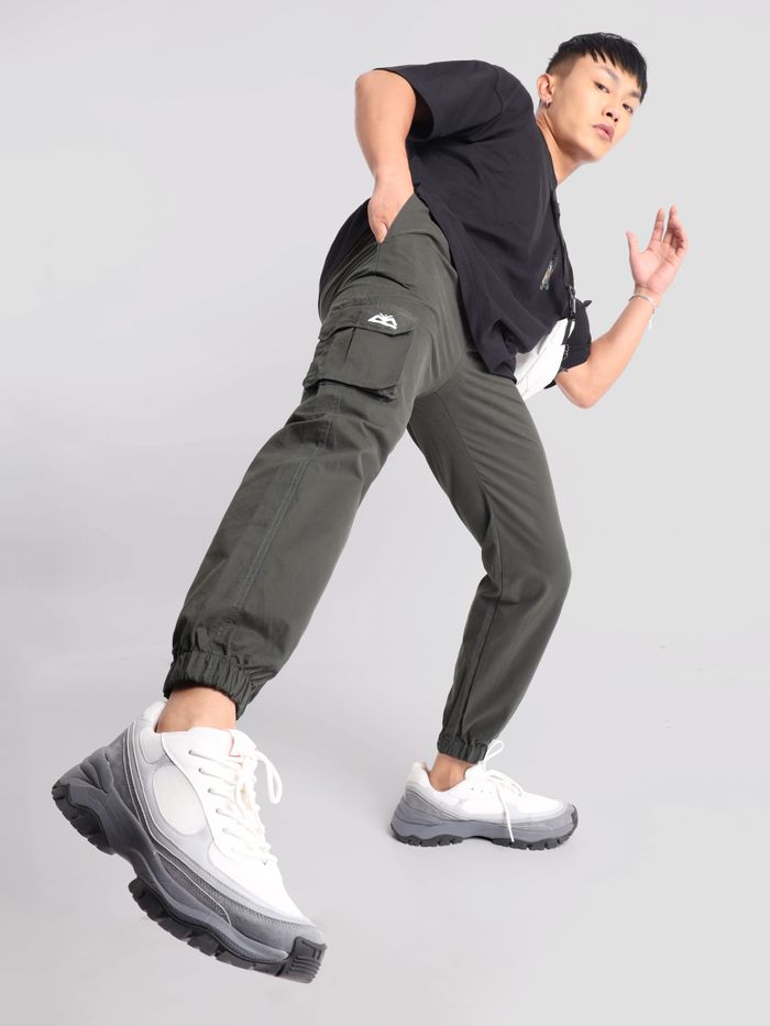 ASOS Oversized Tapered Cargo Trousers With toggle Hem in Gray for Men | Lyst