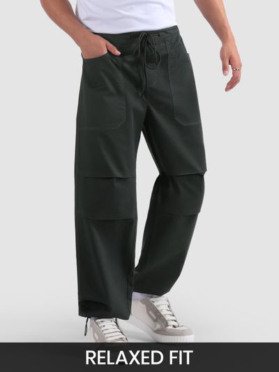 Metal Grey Double Pleated Cargos Metal Grey Elasticated Cargo