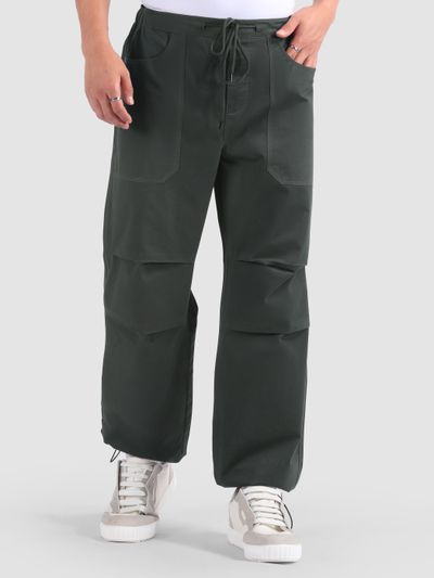 Metal Grey Double Pleated Cargos Metal Grey Elasticated Cargo