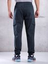Navy Blue Solid Cargo Jogger Pants for Men